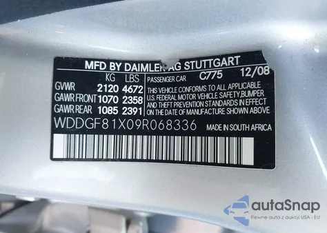 2009 Mercedes-Benz C 300 Luxury 4Matic/Sport 4Matic from USA, damaged, VIN WDDGF81X09R068336